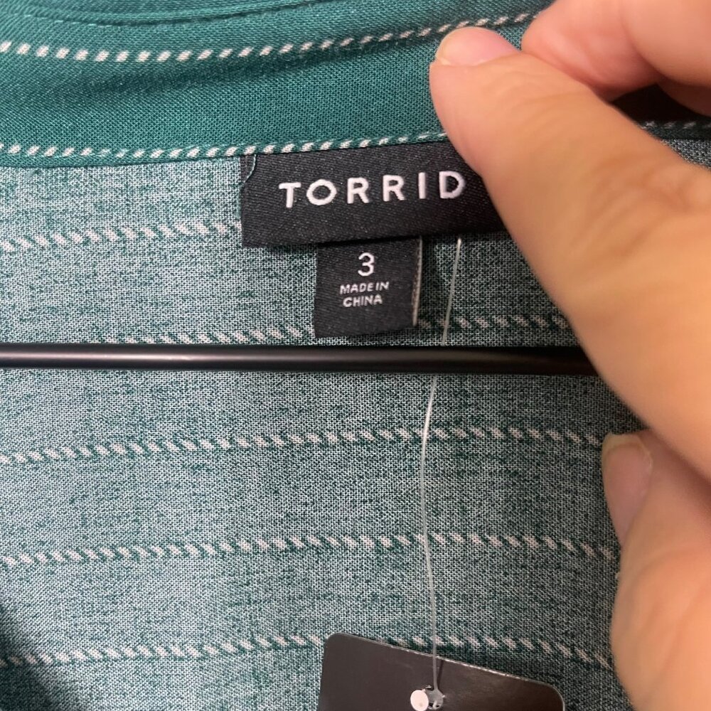 Torrid Women’s Shirt Dress Size 3/3X Green White Stripes Button-Up NWT - Picture 6 of 10